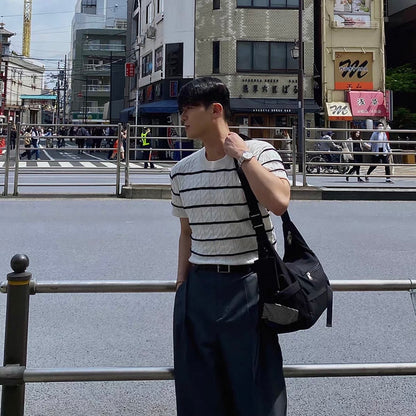 Casual Striped Knit T-shirt