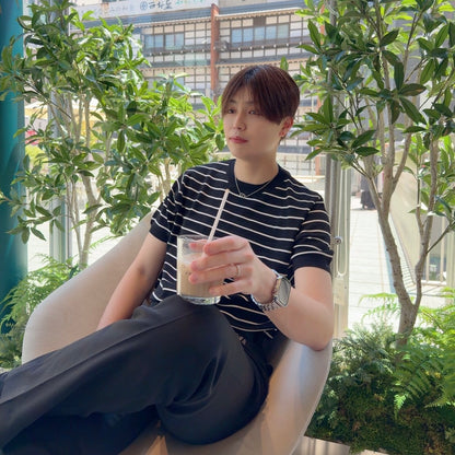 Loose Fit Black Striped Tee