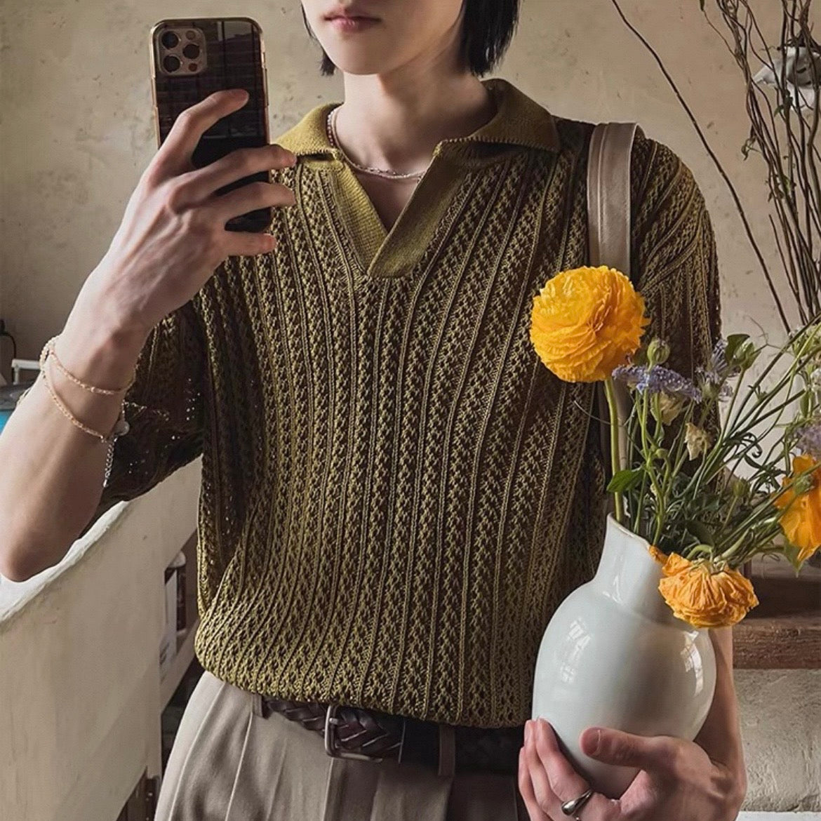 Vintage Cable-Knit T-Shirt