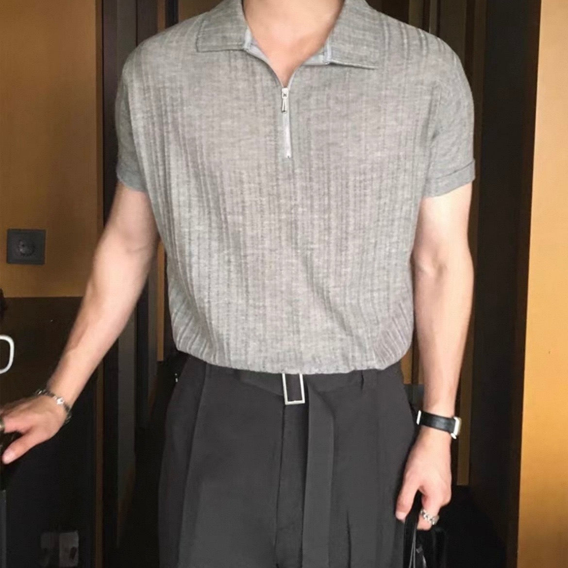 Smart Casual Half-Zip Polo Shirt