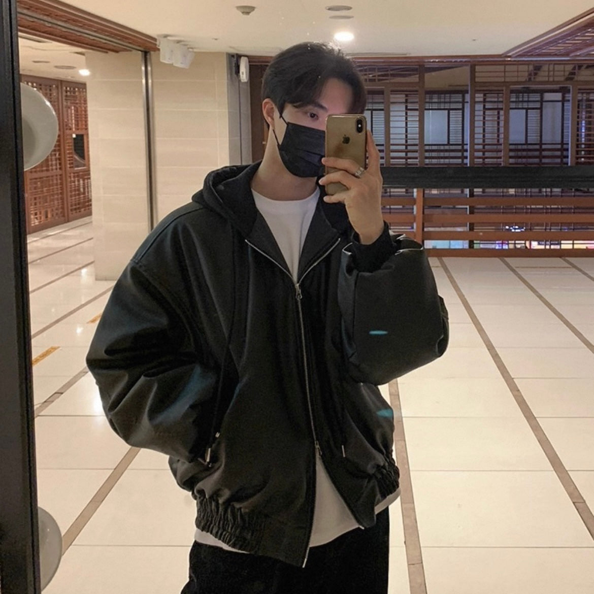 Trendy Hooded Leather Jacket