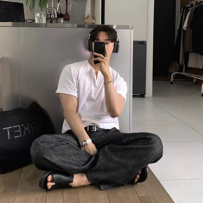 Henry Collar Casual Summer T-shirt