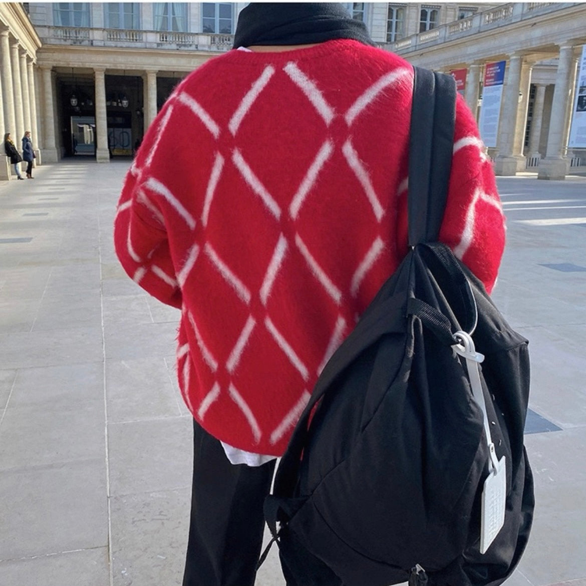 Plaid Knit Sweater for Couples