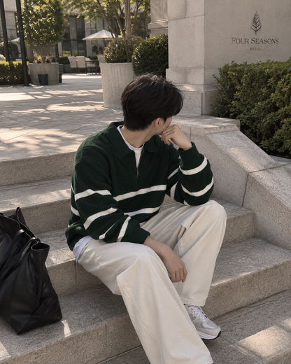 Half-zip knit sweater