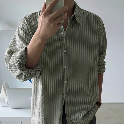 Korean-Style Striped Casual Shirt