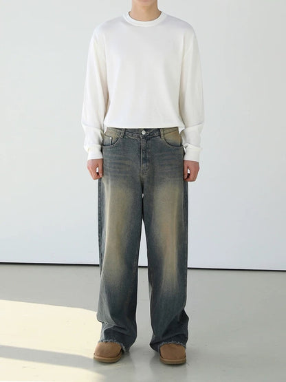 Washed Jeans Wide Pants