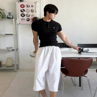 Textured Henley Short-Sleeve T-Shirt