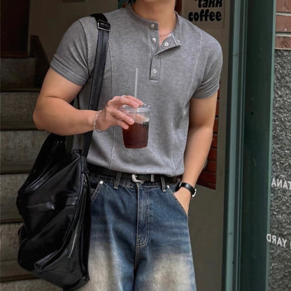 Slim Fit Half-Button T-Shirt
