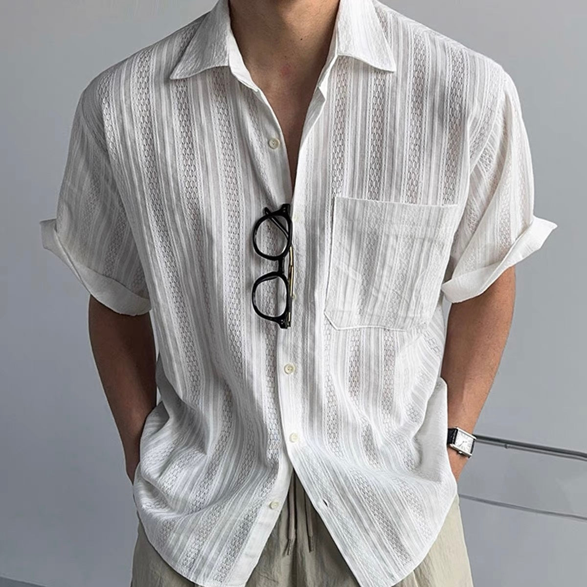 Sheer Stripe Relaxed Shirt