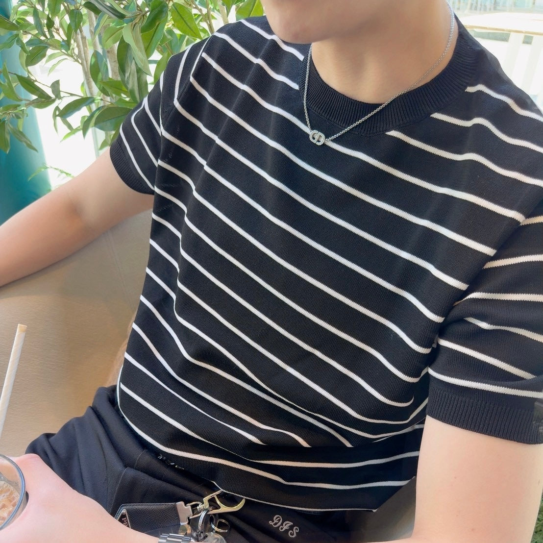 Loose Fit Black Striped Tee