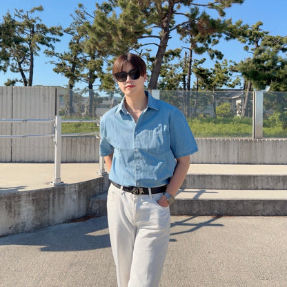 Retro Wash Denim Summer Shirt