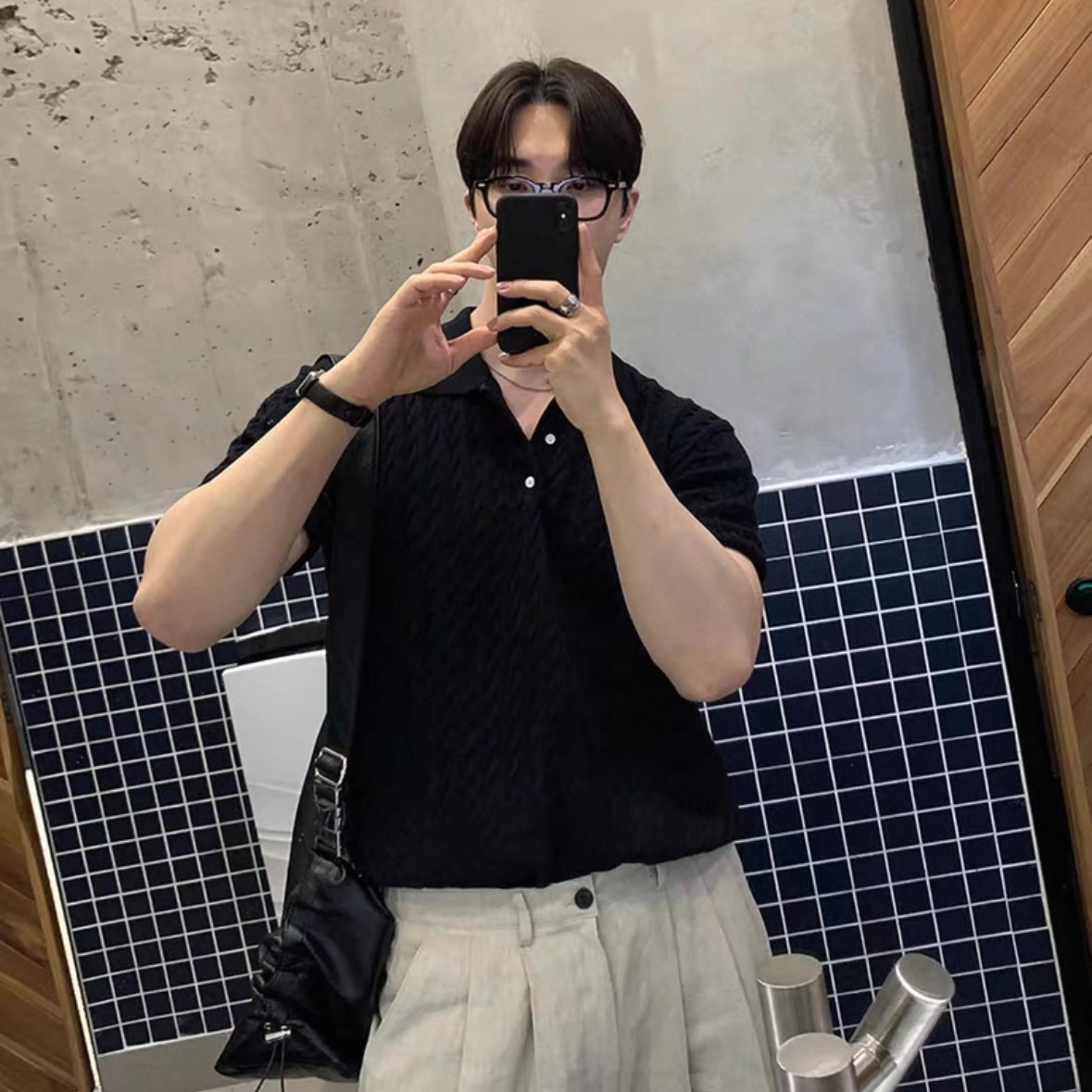 Korean Casual Twisted Knit Polo