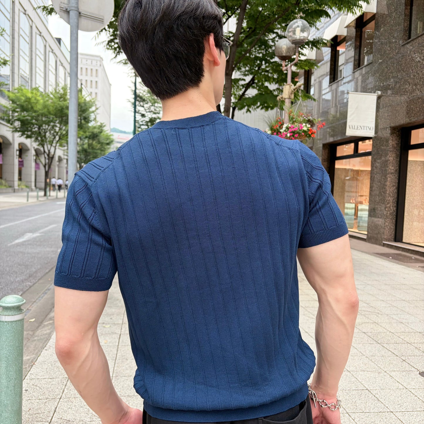 Men's Textured Wool Stripe T-Shirt