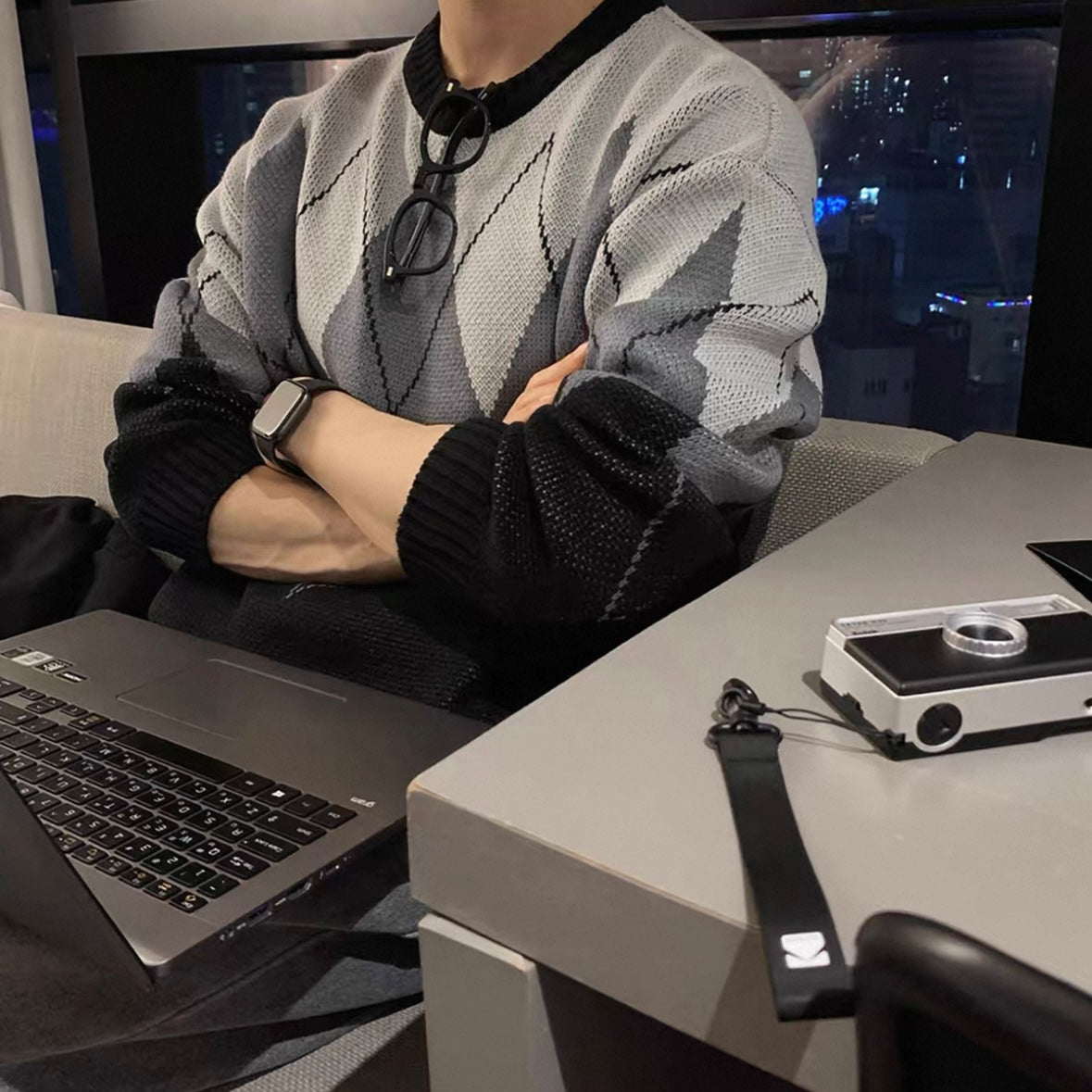 Plaid Peplum Knit Sweater