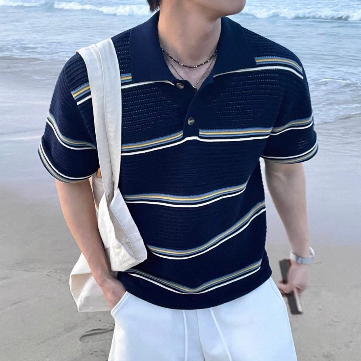 Loose-Fit Color-Block Polo Shirt