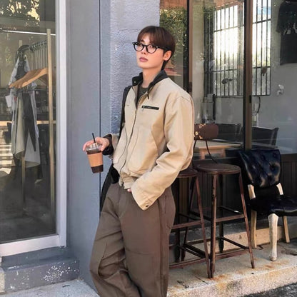 Vintage Spliced Jacket Tops