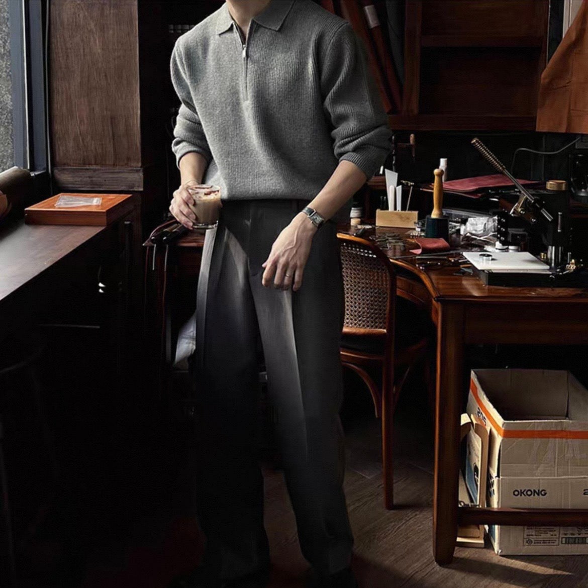 Lazy Half-Zip Knit Sweater