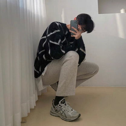 Plaid Knit Sweater for Couples