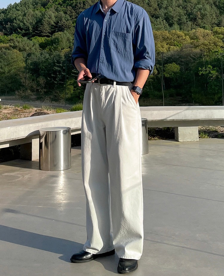 Draped Casual Straight Pants