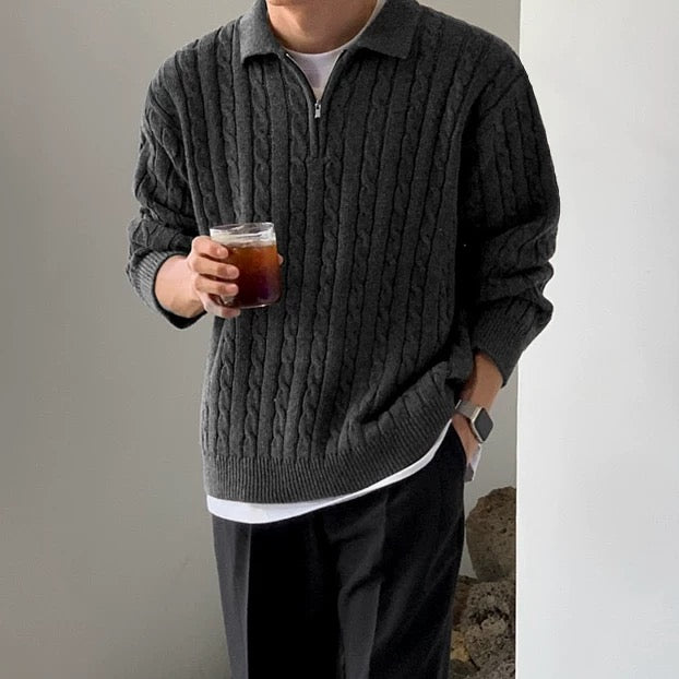 Half-zip twist knit