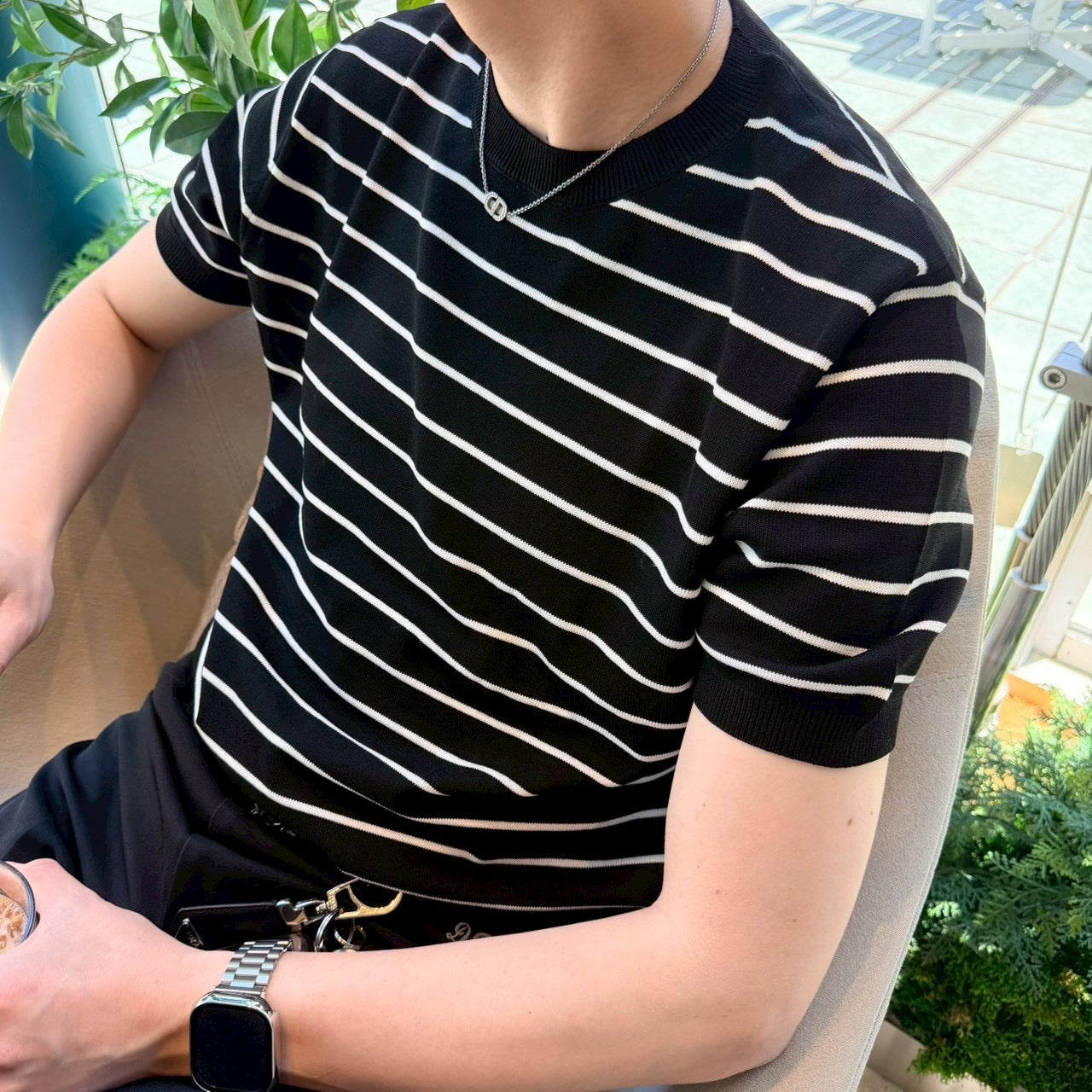 Loose Fit Black Striped Tee