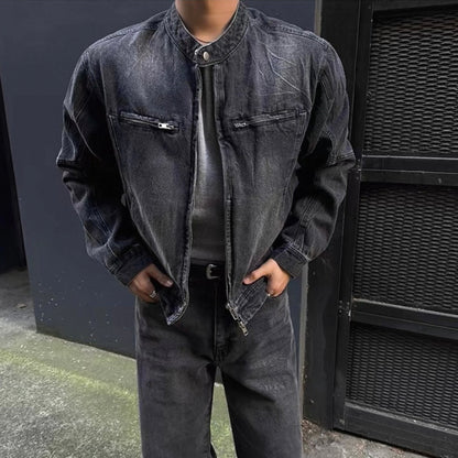 Vintage Wash Collarless Jacket