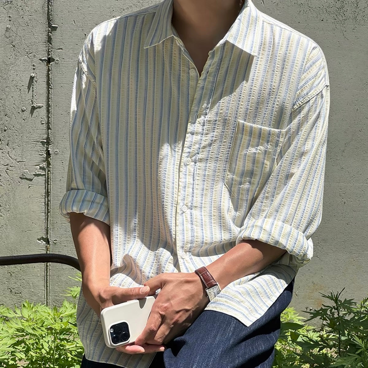 Textured Stripe Relaxed Shirt