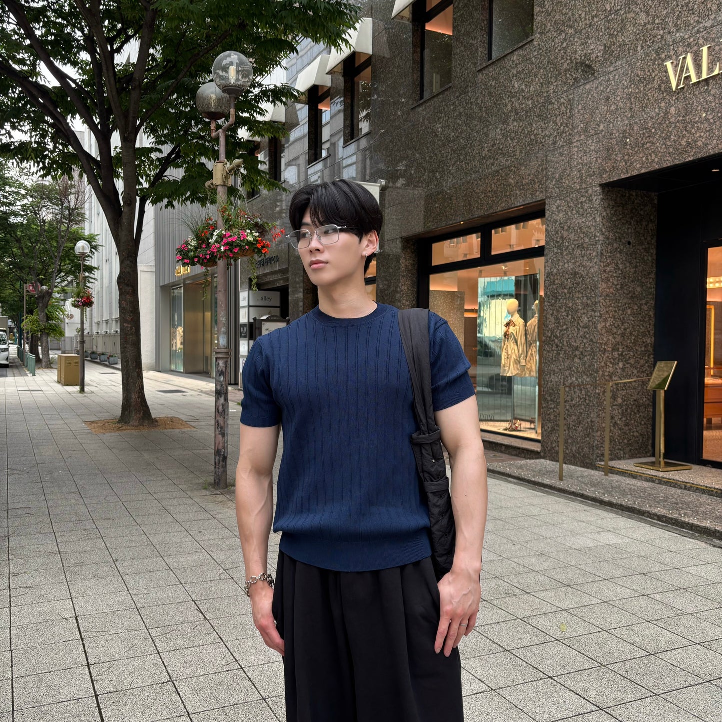 Men's Textured Wool Stripe T-Shirt