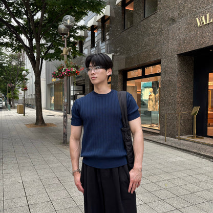 Men's Textured Wool Stripe T-Shirt