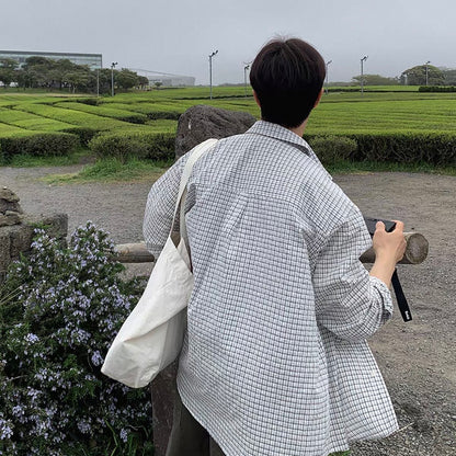 Plaid Long-Sleeve Shirt Jacket