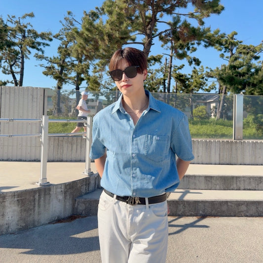 Retro Wash Denim Summer Shirt