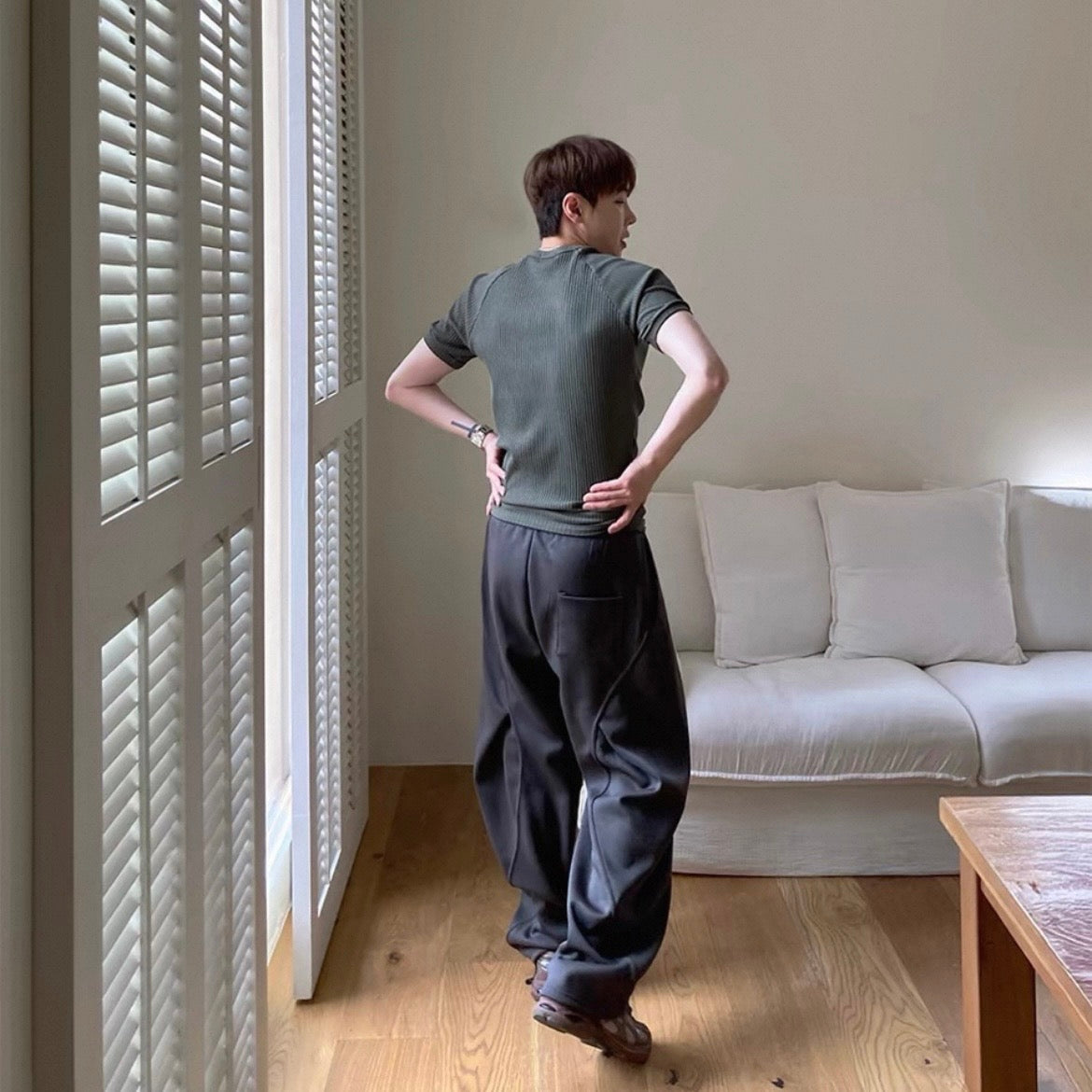 Textured Ribbed Slim-Fit T-Shirt