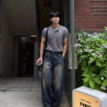 Slim Fit Half-Button T-Shirt