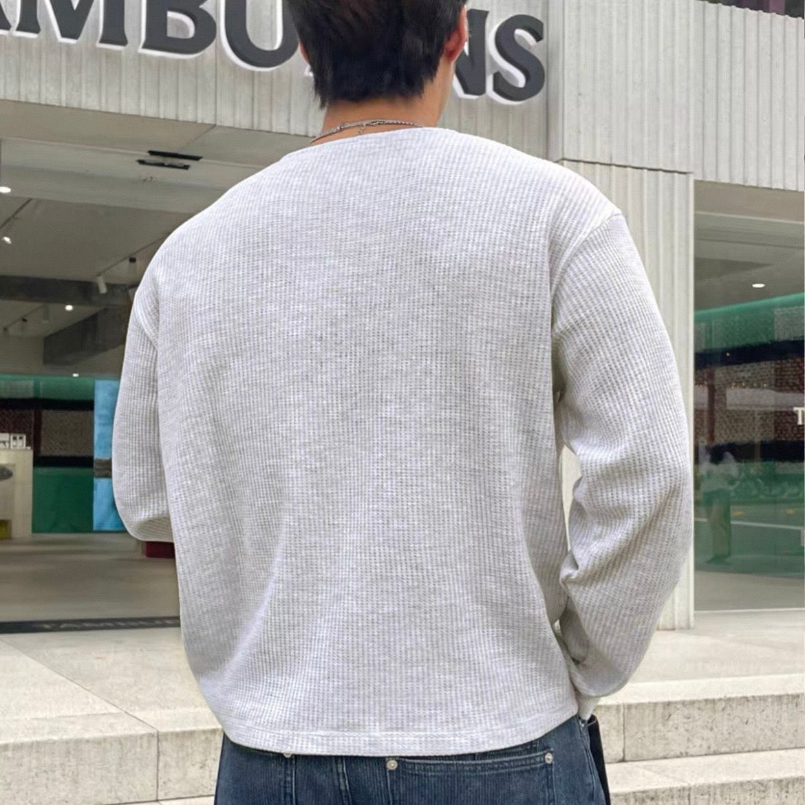 Textured Rib Long Sleeve Tee