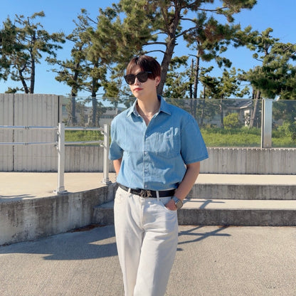 Retro Wash Denim Summer Shirt