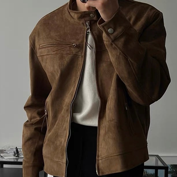 Suede Zip-Up Jacket