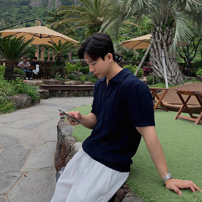 Breathable Knitted Polo T-Shirt