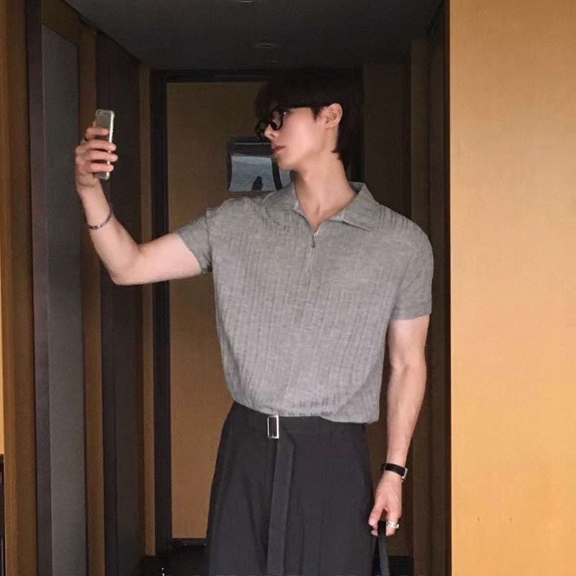 Smart Casual Half-Zip Polo Shirt