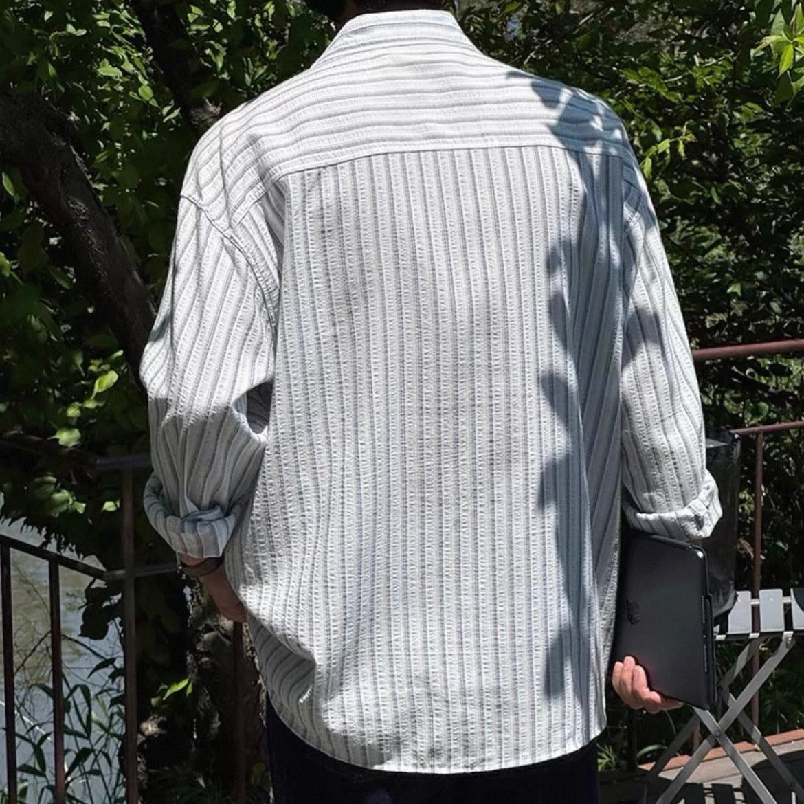 Textured Stripe Relaxed Shirt