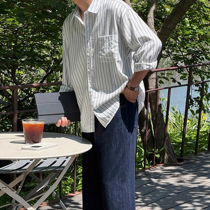 Textured Stripe Relaxed Shirt