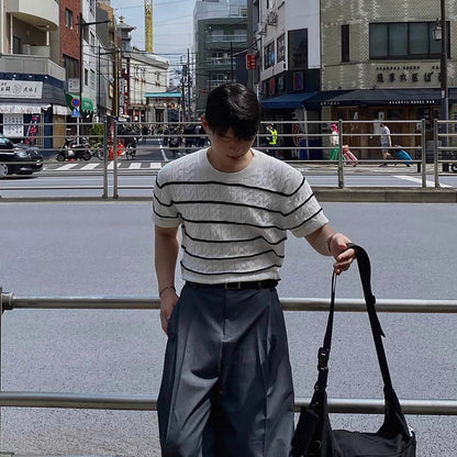 Casual Striped Knit T-shirt