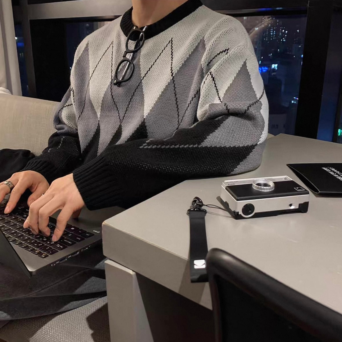 Plaid Peplum Knit Sweater