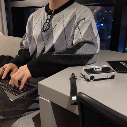 Plaid Peplum Knit Sweater