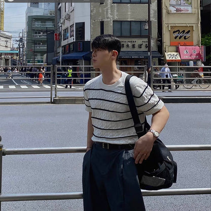 Casual Striped Knit T-shirt