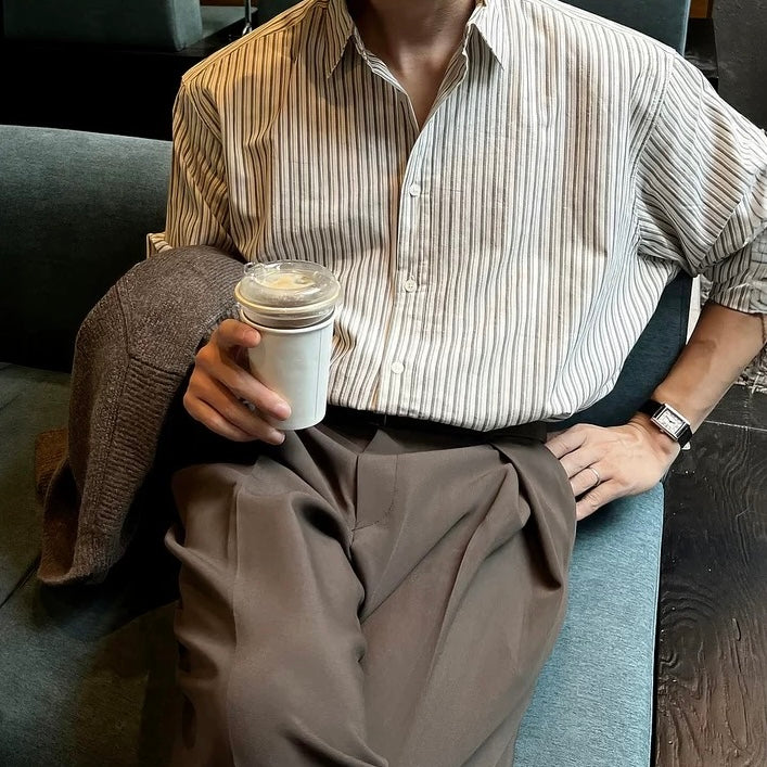 Men's Loose Fit Striped Sun Shirt