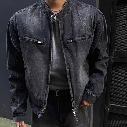 Vintage Wash Collarless Jacket