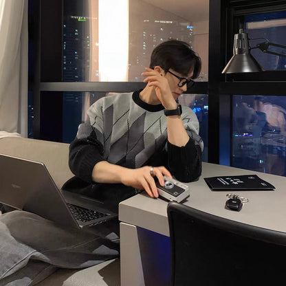 Plaid Peplum Knit Sweater