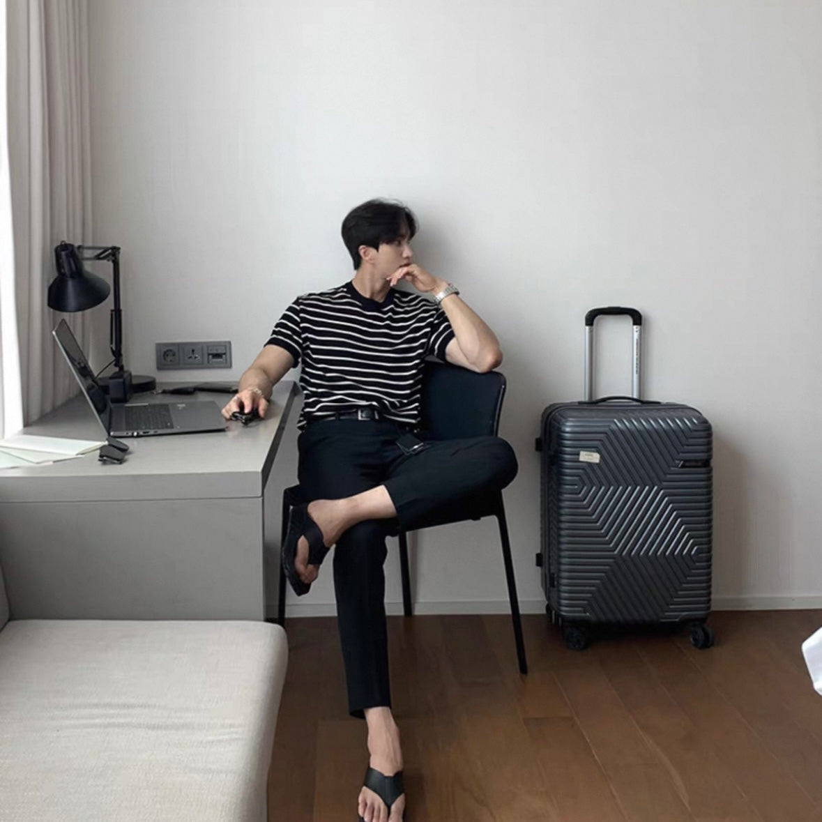Loose Fit Black Striped Tee