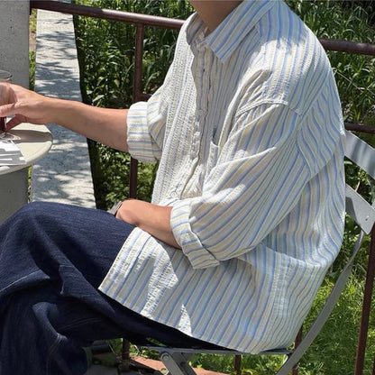Textured Stripe Relaxed Shirt