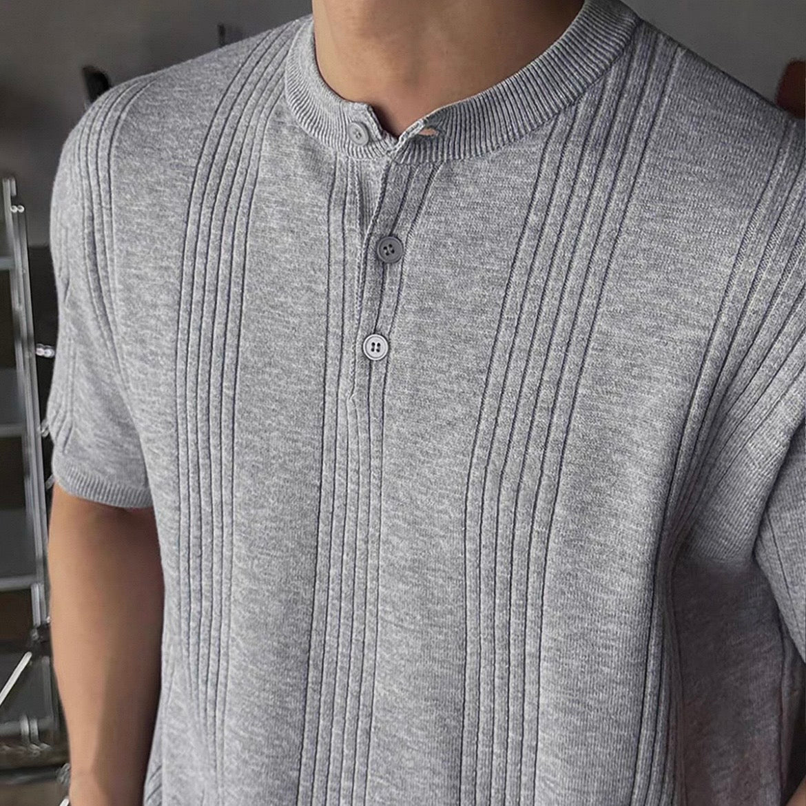 Casual Stripe Knit T-Shirt